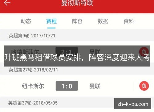 升班黑马租借球员安排，阵容深度迎来大考
